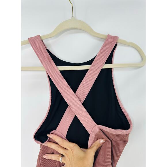 Beach Riot Steph Ribbed Open Back One Piece in Mauve Pink size Small - Picture 5 of 6